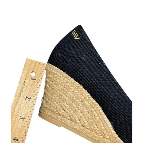 Viscata Barcelona Womens Black V cut Canvas Wedge Espadrilles Euro Size 36 Us 6 - Picture 10 of 11